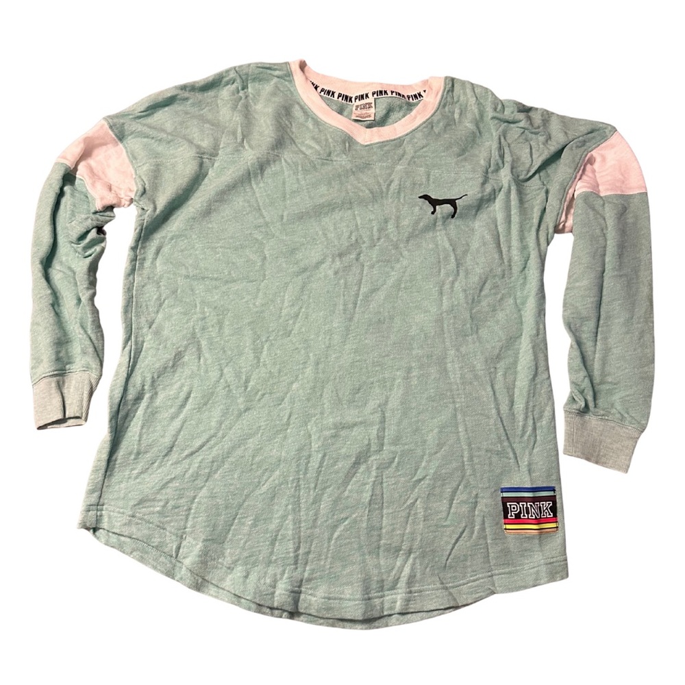 VS PINK | Grey & White Long Sleeve T-Shirt | Y2K 2010s Retro